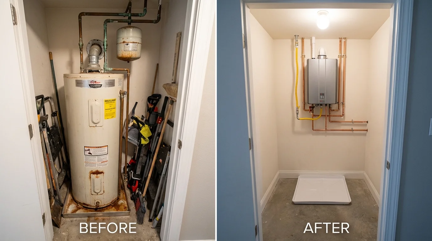 Tank water heater versus wall-mounted tankless unit comparison for Independence, VA homeowners